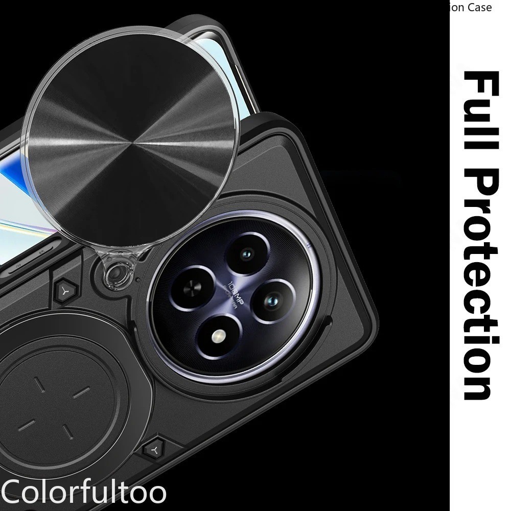 Realme 14X สไลด์ Push ดึงเลนส์กล้องป้องกันเคสโทรศัพท์สําหรับRealme 13 12 Pro Plus 12Pro + 13 + 12 + Realme13Pro 5Gผู้ถือแหวนแม่เหล็กวงเล็บเกราะกันกระแทกปลอกปกหลัง - รูปที่ 4