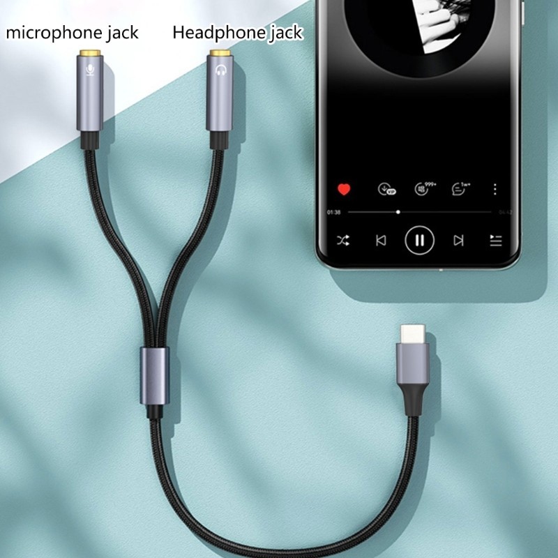 Bon สายแปลงหูฟัง 3 5 มม. USB C ชุดหูฟังไมโครโฟนอะแดปเตอร์แยก