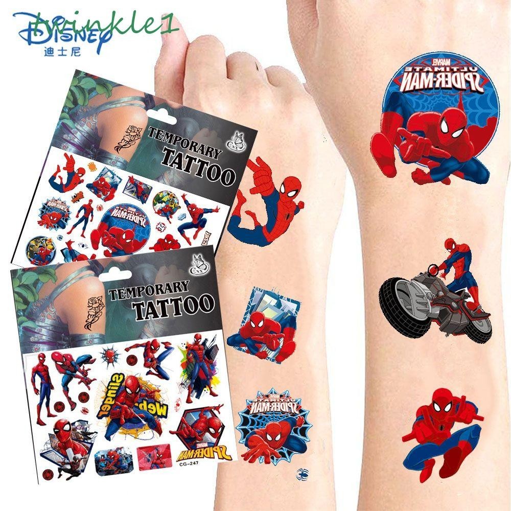 Twinkle1 Spiderman Tattoo สติ ๊ กเกอร ์ Action Figure Original Party America Captain Avengers การ ์ ตูนสติกเกอร ์ ของขวัญวันเกิดของเล ่ นเด ็ กเครื ่ องเขียนสติกเกอร ์