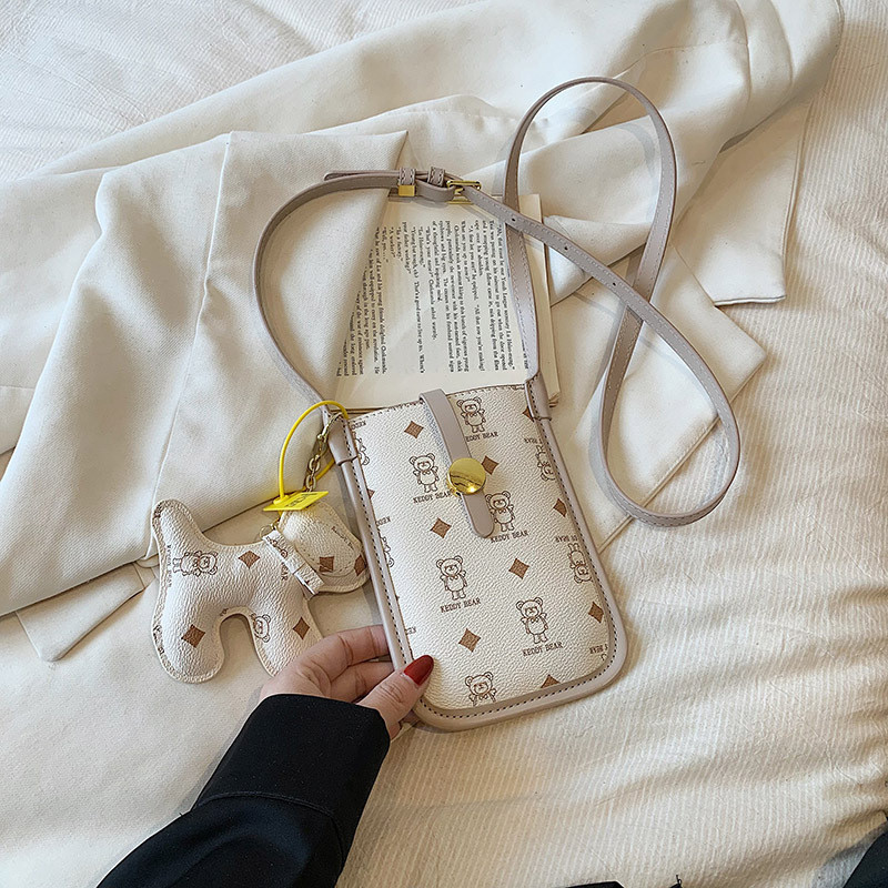 IELGY กระเป๋าโทรศัพท์มือถือสุภาพสตรี All-Match แนวตั้ง Cross-Body กระเป๋าสี่เหลี่ยมเล็กเวอร์ชั่นเกาหลีพิมพ์มินิน่ารักกระเป๋าใบเล็ก