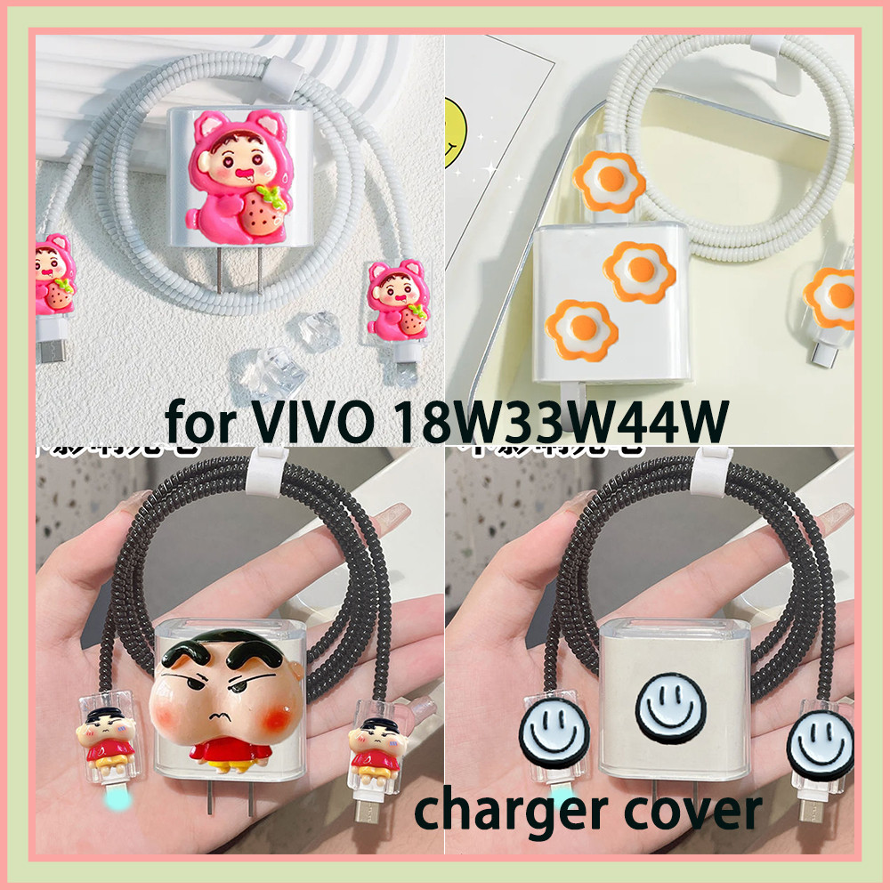 สําหรับ vivo charger Protector น ่ ารักการ ์ ตูนชุด charger Case Android USB TypeC Cable Protector ส