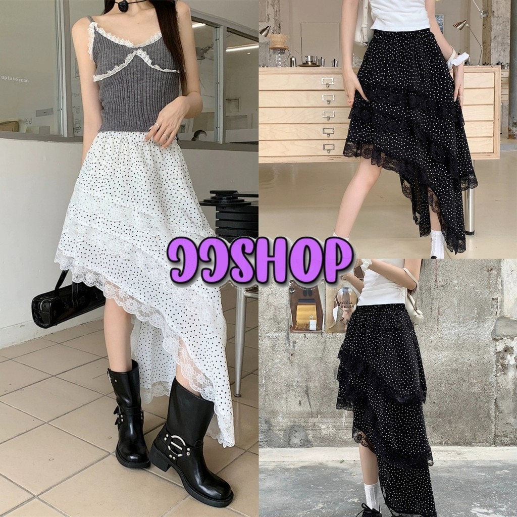 JJ Shop​💜​พร้อมส่ง กระโปรงเอวกลาง ทรงเจ้าหญิง ลายจุดน่ารัก สั้นยาวเท่ๆ "2916-1" -NZ-XM