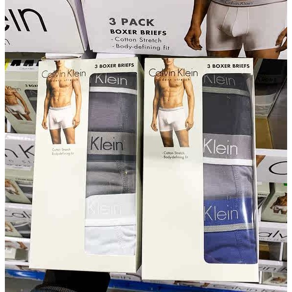 กางเกงใน ck กางเกงใน costco ซื้อกางเกงบ็อกเซอร์ชาย Calvin Klein CK นักมวยผ้าฝ้ายที่สะดวกสบาย 3 ชิ้นในประเทศ