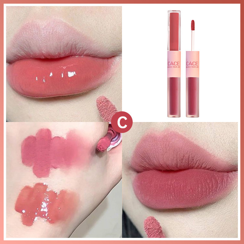 Windind Cace ลิปสติก ลิปกลอส เนื้อแมตต์ แบบสองหัว ให้ความชุ่มชื้น กันน้ำยาวนานลิปเคลือบริมฝีป