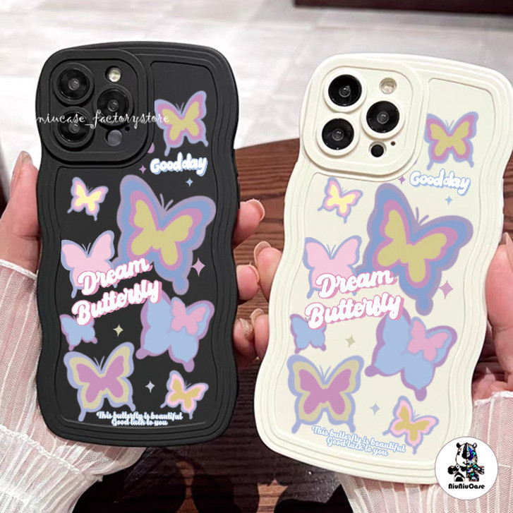 สำหรับ iPhone 11 13 For เคสไอโฟน14 15 12 Pro Max X XS XR 6 7 8 14 15 Plus ผีเสื้อรุ่น กันกระแทก ที่อยู่อาศัยป้องกันการตก