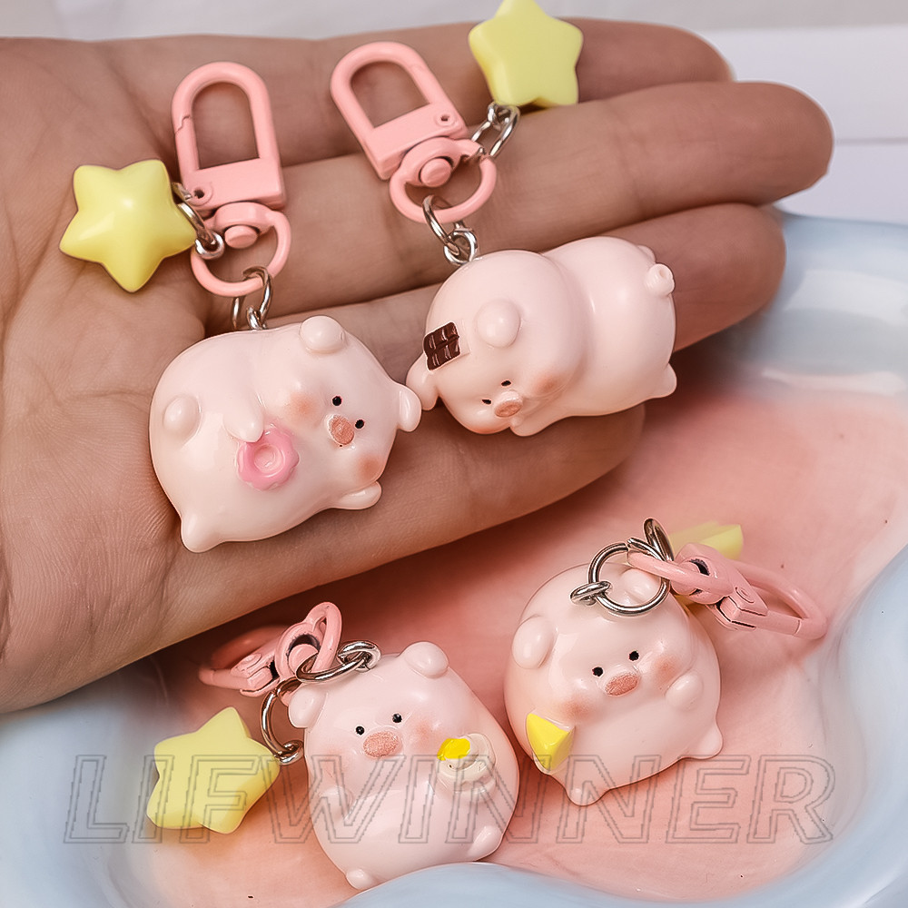 พวงกุญแจหมูสีชมพู 3D - สําหรับกระเป ๋ าอุปกรณ ์ ตกแต ่ งรถยนต ์ - Piggy Hangings Key Chains - Fashio
