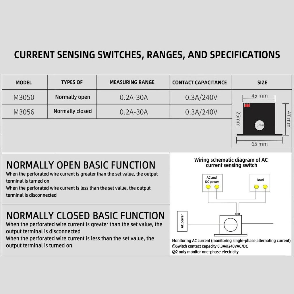 M3050/M3056 เซ็นเซอร์ตรวจจับกระแส แบบปกติเปิด(NO)/ปิด(NC) - รูปที่ 4