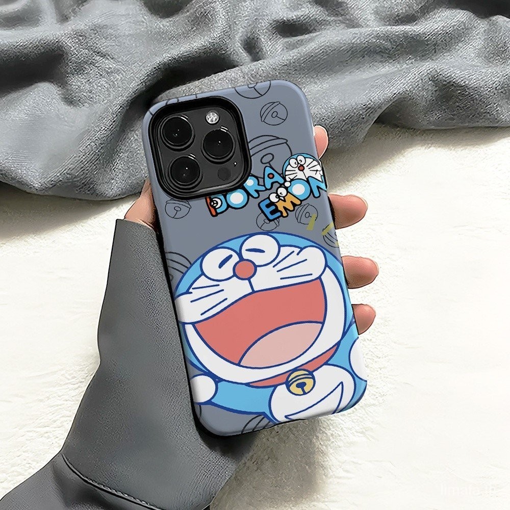 2 in 1 Doraemon รูปแบบป้องกันกรณีเหมาะสําหรับ iPhone 13 12Pro 13Pro 8Plus 13ProMax 7/8Plus 11Pro 14Pro XR 12ProMax เคสโทรศัพท์ 14Plus ป้องกันฝุ่นกันกระแทก Double-layer Hard กรณีเคสโทรศัพท์ FL 14 15Plus Fros Frosted 11โปรแม็กซ์