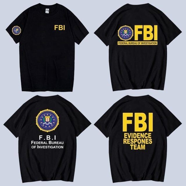 [100% Cotton] ผ้าฝ้ายแห่งชาติ FBI US FBI ตัวแทนฟิล์มรอบคอเสื้อยืดแขนสั้นผู้ชายและผู้หญิงเสื้อผ้า