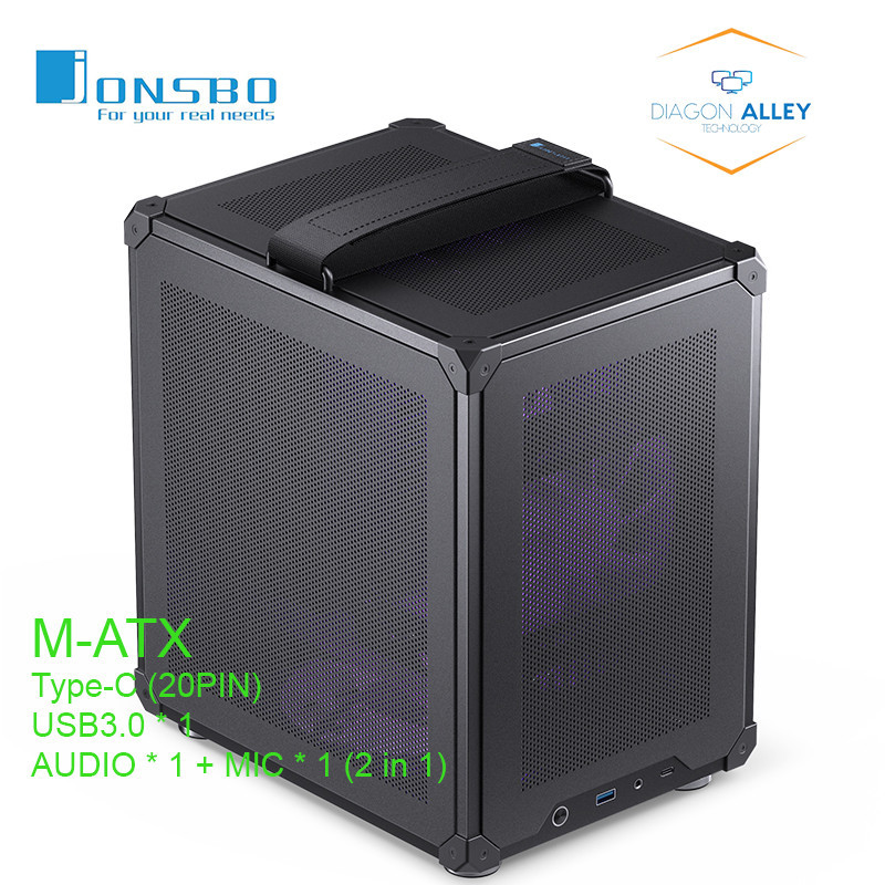 เคสคอมพิวเตอร์ตั้งโต๊ะ Jonsbo C6 Handle M-ATX (พัดลม ARGB 2ตัว)