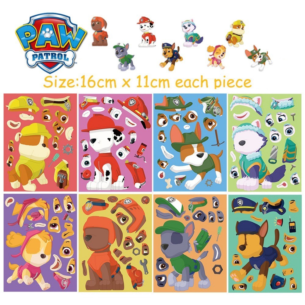 การ ์ ตูน PAW Patrol Series ปริศนาสติกเกอร ์ สําหรับเด ็ ก DIY Ledger ตกแต ่ งหัตถกรรมกันน ้ ํา Repetitive Sticke