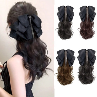 วิกผมหางม้าต่อ ผู้หญิงสําหรับวิกผม ผมหยิกคลื่น พู่โบว์กรงเล็…