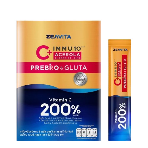 ZEAVITA IMMU 10 C + ACEROLA CHERRY D3 ZINC PREBO & GLUTA # 30 ซอง