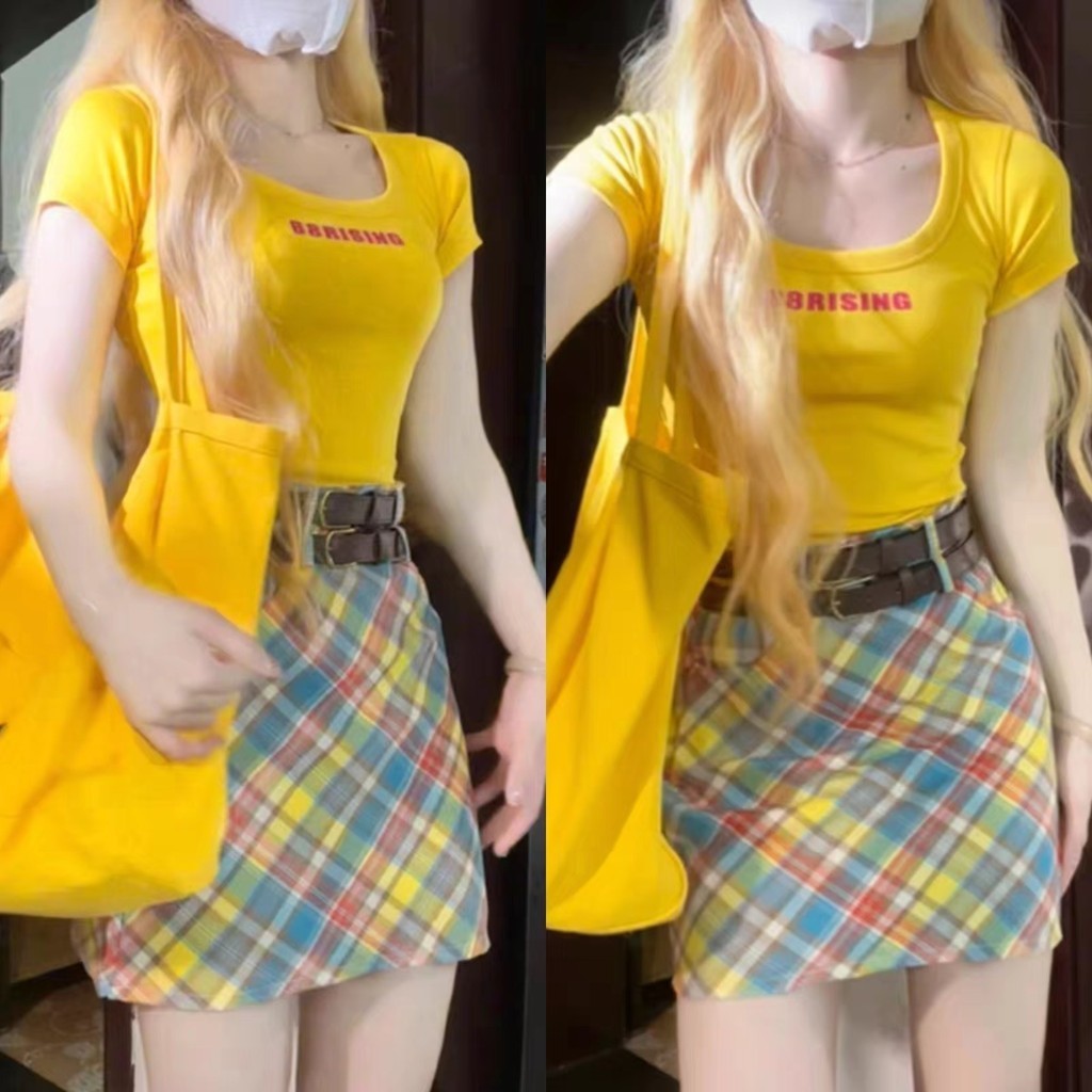【HOT】 ราคา จำกัด เวลา ชุดเซ็ท เสื้อ+กระโปรง สั้น รูปแบบขัดแตะคู่ ชุด y2k ผู้หญิง ใหม่สําหรับฤดูร้อน สไตล์สาวหวาน