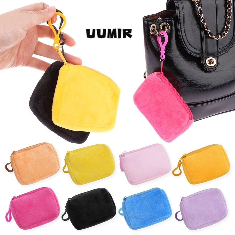 UUMIR  กระเป๋าใส่เหรียญ พวงกุญแจ ใบสั้น ทรงสี่เหลี่ยม ขนาดเล็ก สีพื้น สําหรับผู้หญิง 1 ชิ้น