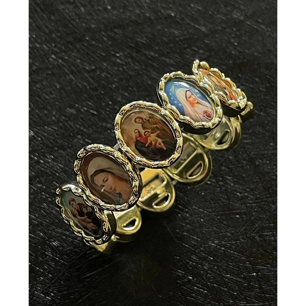 ไอคอนศักดิ์สิทธิ์แบบสุ่มทางศาสนา เซนต์ Michael Our Lady Jesus Mary Sacred Heart Elastic Stretch Bracelet Unisex กําไลข้อมือเครื่องประดับ