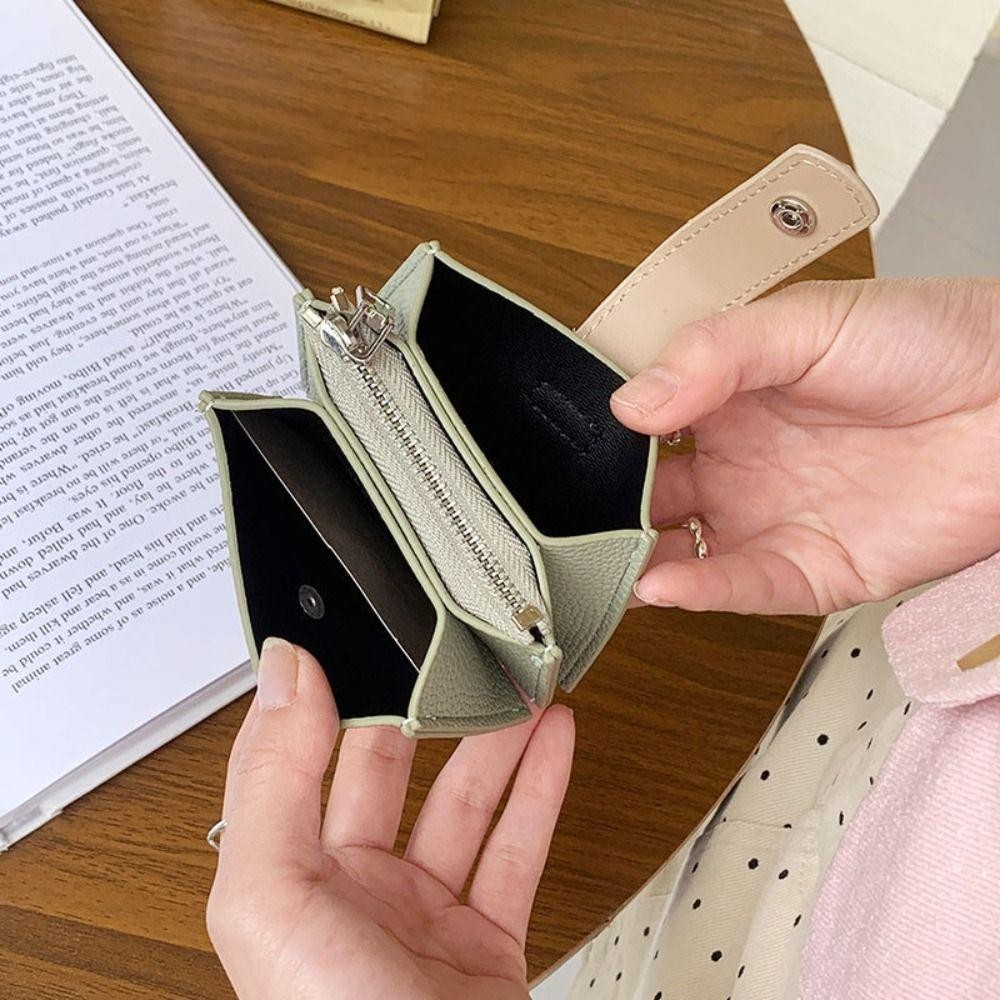CARAMELO Money Bag, PU Leather Mini Short Wallet, Fashion Large Capacity Candy Color Coin Purse Woman