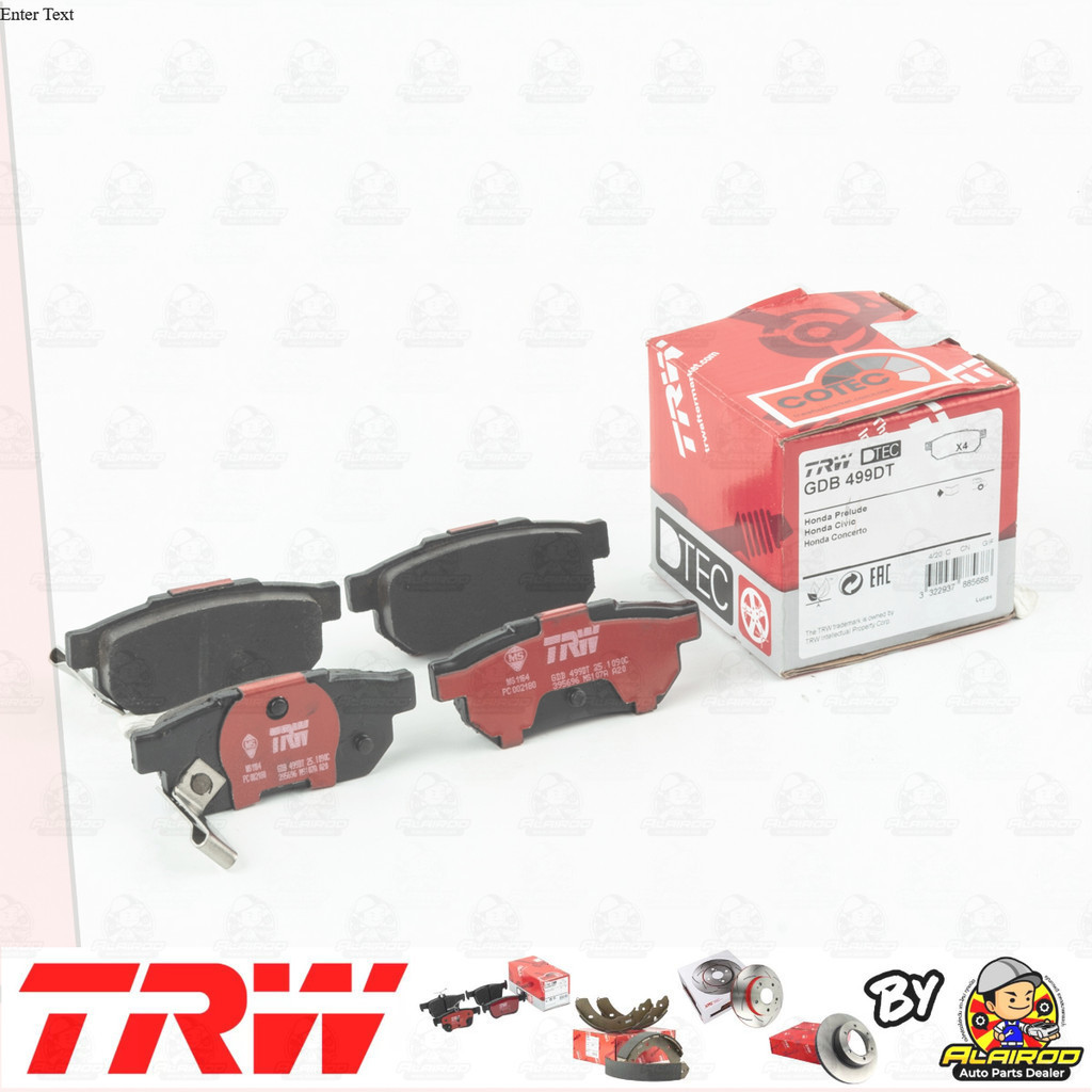 TRW ตัว TOP DTEC ผ้าดิสเบรคหลัง ผ้าเบรคหลัง Honda City แมงสาบ , City ZX ,City GD ปี 2003-2007 GDB 49