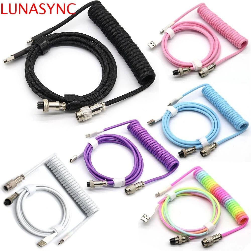 Lunasync คีย์บอร์ดม้วนสายเดสก์ท็อป 5 แกนคีย์บอร์ดเกมด้ายถัก 3 เมตรสาย Usb Type C