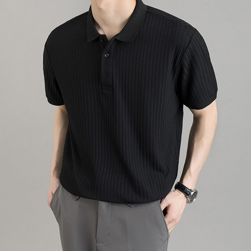 8สี เสื้อโปโลชาย Premium ฤดูร ้ สีดํา ธุรกิจลาย เสื้อคอปกผู้ชาย