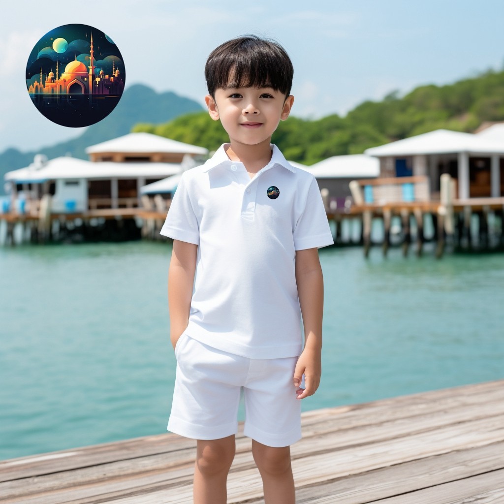Ramadan School Boys เสื้อโปโลสีขาวเสื้อผ้าผ้าฝ้าย 3-14 ปีเด็กเด็กวัยหัดเดินสาวเสื้อโปโลสีดําสีแดง