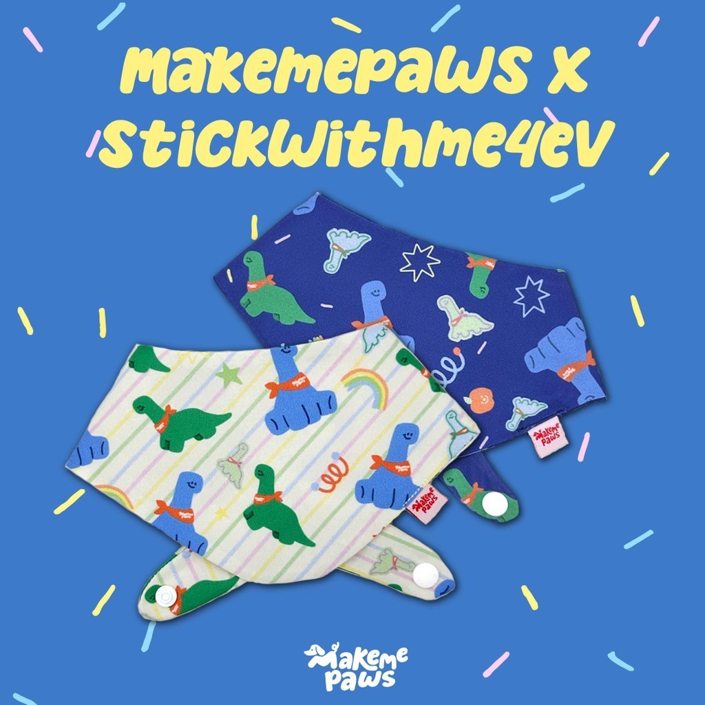 Dino Collection Bandana ลายไดโนเสาร์ ผ้าพันคอสัตว์เลี้ยง สุนัข หมา แมว Stickwithme4ev