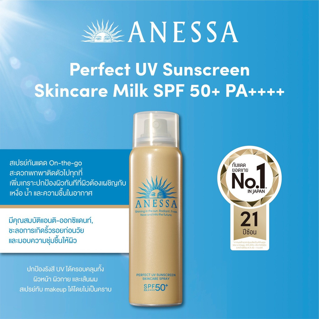 (60g.) สเปรย์กันแดดอเนสซ่า Anessa Perfect Sunscreen Spray SPF 50PA+++ บางเบา ชุ่มชื่น ซึมไว ละอองละเ