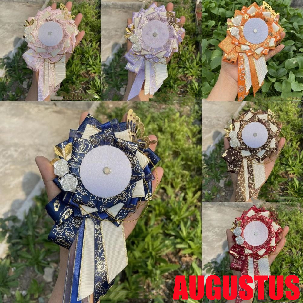 August ผู้ถือป้ายอะนิเมะ,คอสเพลย์ตกแต่งน้ําหนักเบา Pins ฐานแสดง,สไตล์คลาสสิก Pin Protector ดอกไม้เฉียงหางริบบิ้นกระเป๋าเป้สะพายหลังเครื่องประดับ JK อุปกรณ์เสริม
