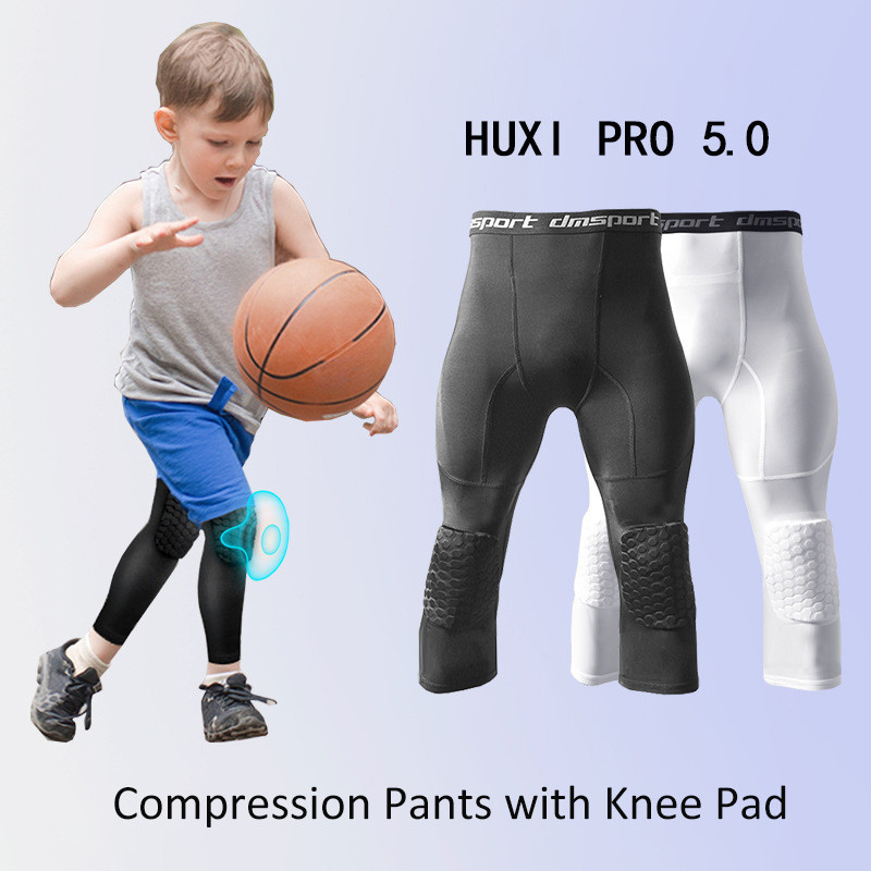 เด ็ กเบาะกีฬา Tights เด ็ กความปลอดภัย Anti-Collision บาสเกตบอลการบีบอัดกางเกงกีฬา Padding อุปกรณ ์ กันกระแทกการบีบอัดกางเกงออกกําลังกาย Legging