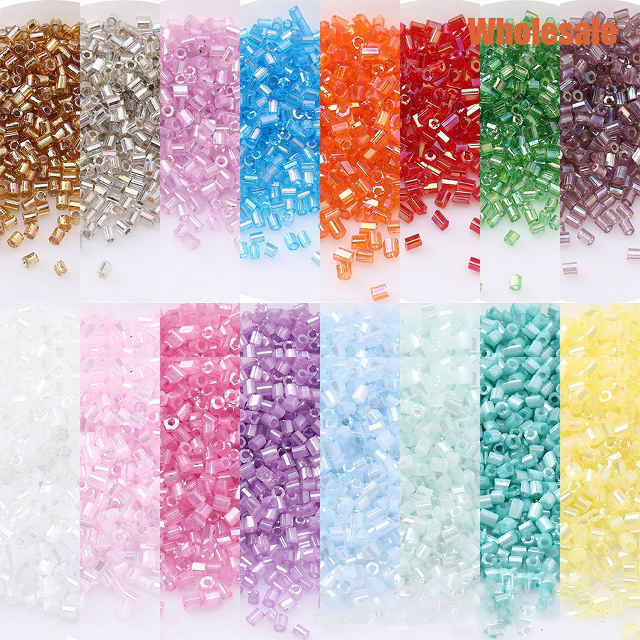 1000 ชิ้น 2 มิลลิเมตรทรงกระบอกแก้วลูกปัด DIY สําหรับสร้อยคอสร้อยข้อมือจี้ Jewely ทําอุปกรณ์เสริม