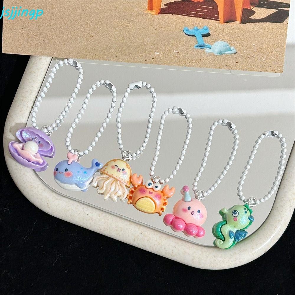 Jsjjingp Marine Organism พวงกุญแจ, Seahorse Cuttlefish จี ้ ปูเงา Kawaii ปลาวาฬ Clamshell เรซิ ่ น Octopus พวงกุญแจกระเป ๋ าแขวน