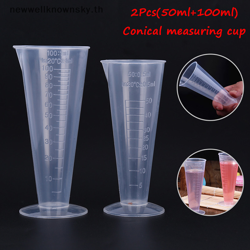 ใหม ่ 2 ชิ ้ น/ชุดถ ้ วยตวงพลาสติกใสกรวยนํามาใช ้ ใหม ่ เครื ่ องมือวัดครัว SKY