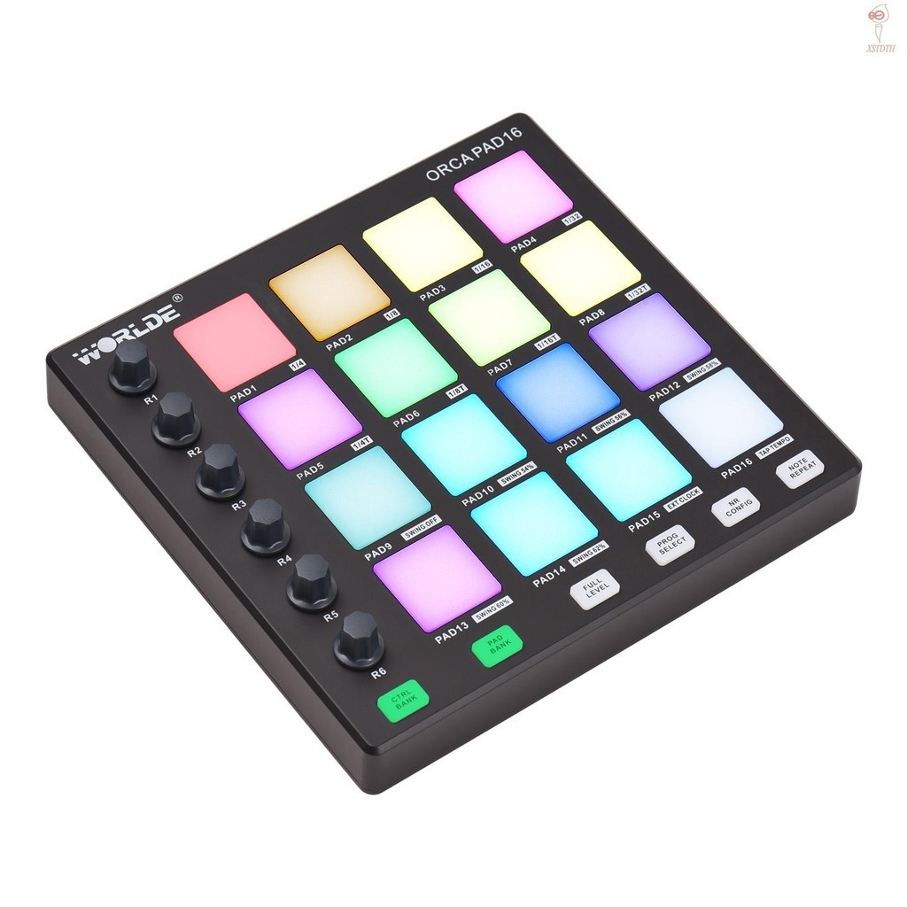[XSTH ] Worlde MIDI Controller Beat Maker Machine 6 ปุ ่ มที ่ ได ้ รับมอบหมายหมายเหตุซ ้ ําระดับปุ ่ มและซอฟต ์ แวร ์ การผลิตแบบพกพา Mini MIDI Controller Pad USB สําหรับเพลงเริ ่ มต ้ น