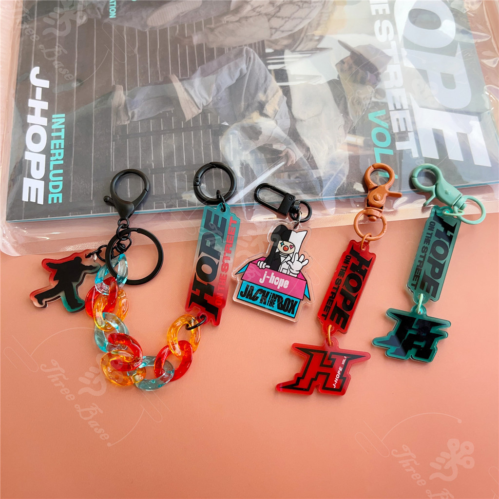 Threebase BT613 อะคริลิค Yet to come KeyRing Boy with luv พวงกุญแจ AgustD แจ ็ คในกล ่ อง Blackswan INDIGO ON น ่ ารักการ ์ ตูน Wootteo KPOP Bangtan Boys Butter Bag จี ้ ของสะสม