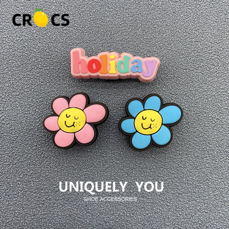 ใหม่ crocs ดอกไม้ขนาดเล็ก Series Hole รองเท้าดอกไม้รองเท้าหัวเข็มขัด Carlo Chi อุปกรณ์ตกแต่งที่ถอดออกได้ DIY ตกแต่งรองเท้า