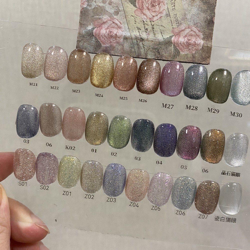 HANDMADEArtificial Nail 30 สไตล์สีสัน Cats eyes Phototherapy Nails เล็บปลอมเล็บนํากลับมาใช้ใหม่และถอดได้