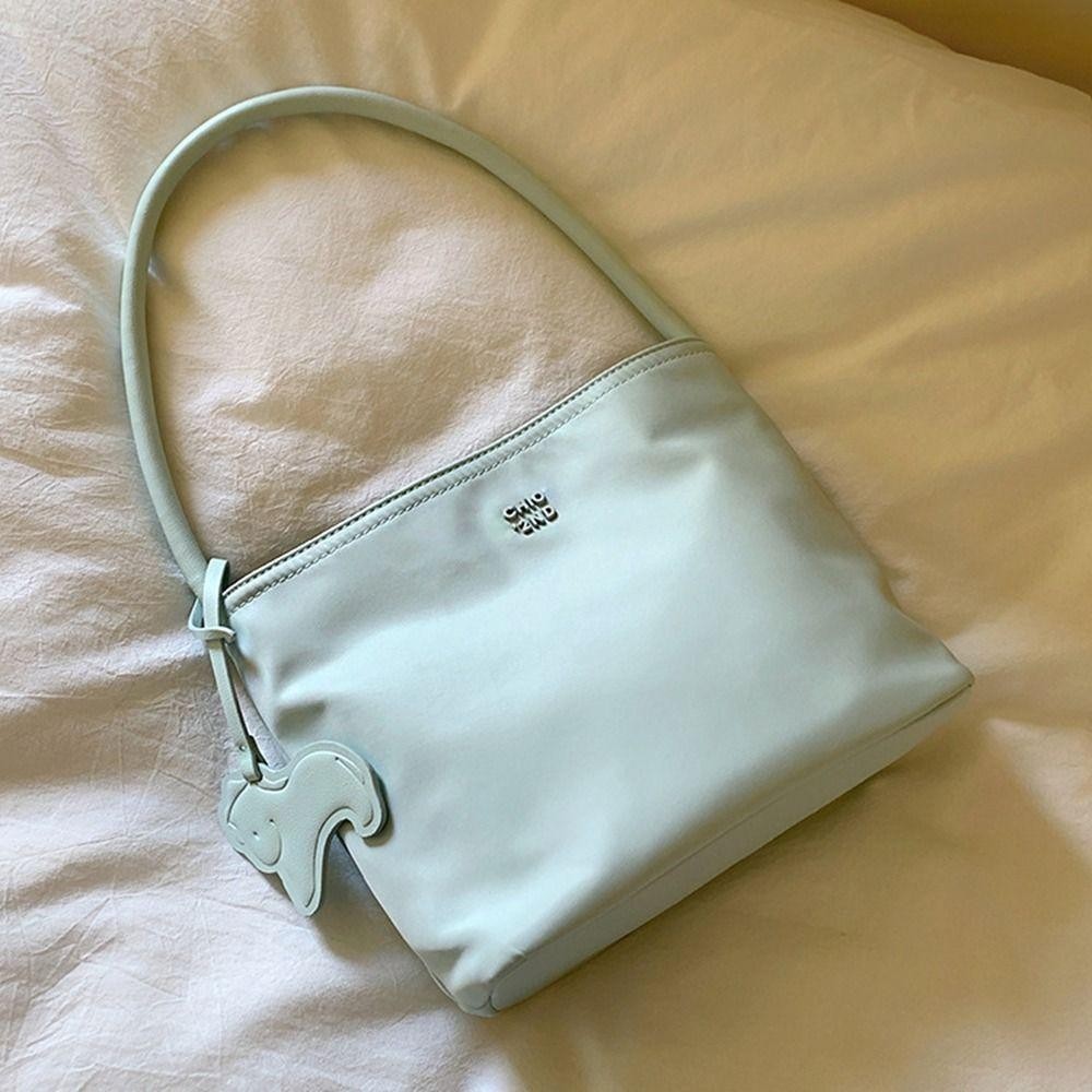 Sevenhome3e กระเป๋าโท้ทไนลอน, กระเป๋าถือสไตล์เกาหลี Letter Underarm Bag, Simple Pure Color Large Capacity All-match Oxford Cloth Shoulder Bag Travel