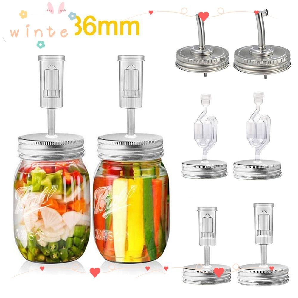Winte Jar น้ํามัน Spout ฝาปิดกระป๋องปากปกติกว้าง Mason Jar ฝาปิด, Airlock Olive Cocktail น้ําสลัดสําหรับ 70 มม.86 มม.ขวดหมักฝาครอบ