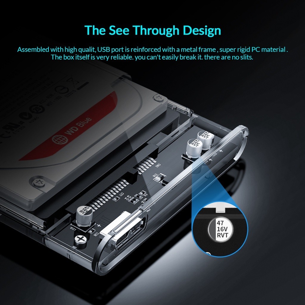 USB3.0 to SATA3.0 External Hard Drive Enclosure Hard Disk Storage Box with SATA to USB Connector Cable Support UASP f