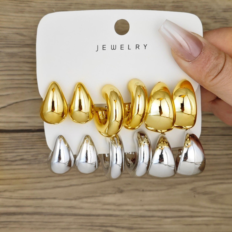 3 คู่แฟชั่น C-Shaped Hoop ต่างหู Minimalist Creative Teardrop Bean ต่างหู Elegant & Simple Design ผู้หญิงเครื่องประดับ