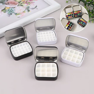 [VI] แบบพกพาเปล่าสีน้ําดีบุกกล่อง 12/24 กริดมินิสีน้ําสี Palette Travel Paing ถาดสีอุปกรณ์ศิลปะ TH