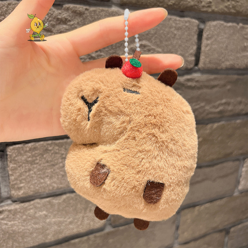 [mozh] Creative Soft ตุ๊กตาสัตว์ Capybara ตุ๊กตาตุ๊กตา Squeak ของเล่นการ์ตูนกระเป๋าจี้ Key Chain กระเป๋าเป้สะพายหลังกระเป๋ารถ Key Ring [TH]