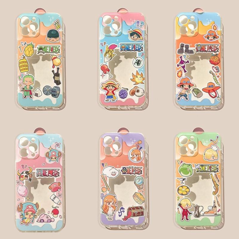 เทรนด์ยี่ห้อ One Piece ปลอกน่ารักสําหรับ Samsung Galaxy S24 S23 S22 S21 Plus Ultra S23FE อะนิเมะการ์ตูนซิลิโคนนุ่มเคสโทรศัพท์ใส