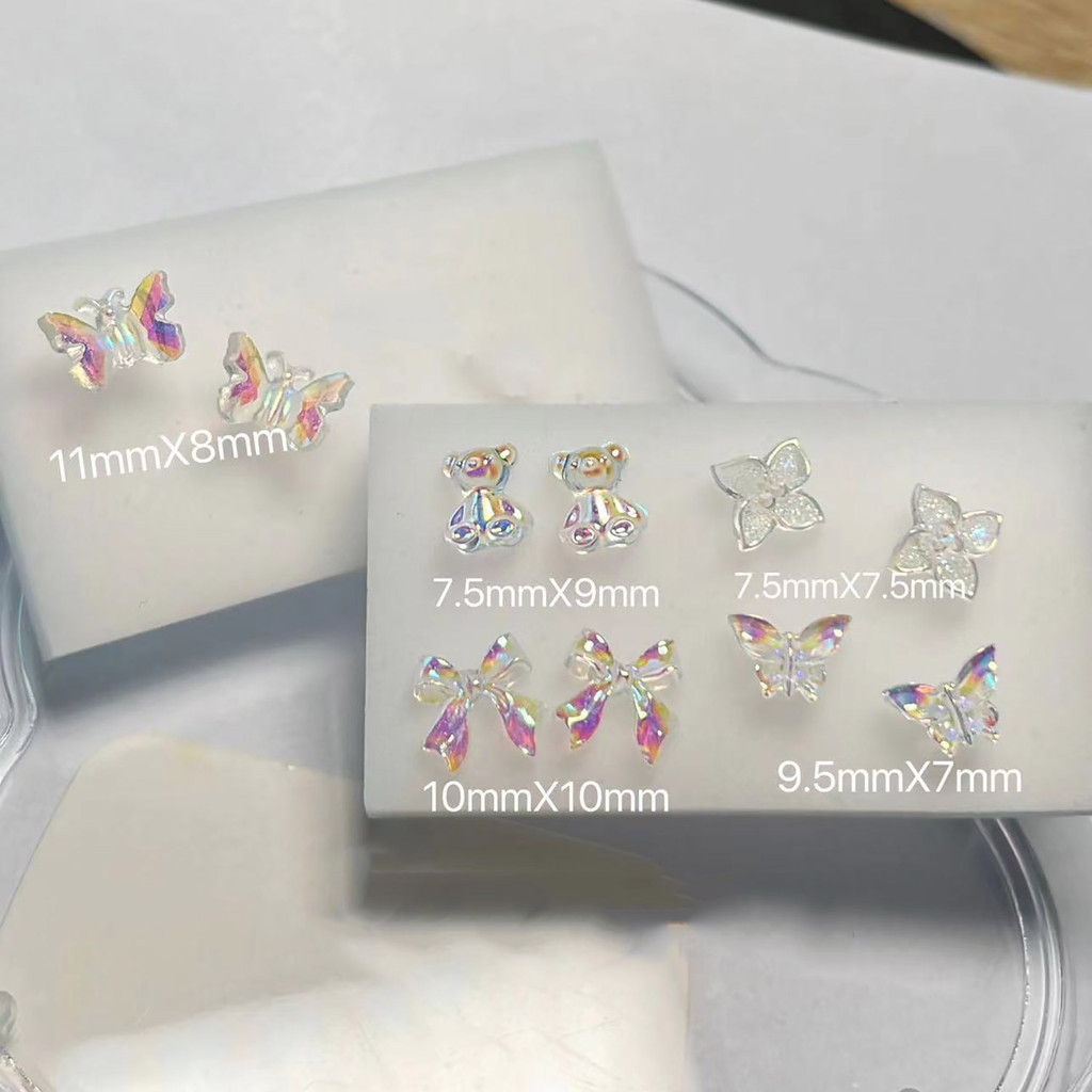 1 คู่น่ารักผีเสื้อหมี Florets เรซิ่น Super Fairy Aurora ต่างหูสตั๊ดไม่แพ้