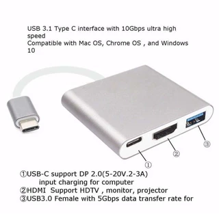 อะแดปเตอร์แปลง Type C USB-C 3.1 Thunderbolt 3 to HDMI 4K USB-C Hub สําหรับ Macbook Ipad Pro