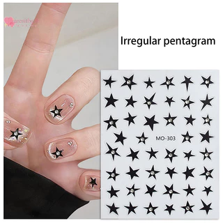 Renbg 3D ไม่สม่ําเสมอ Pentagram Rhinestone สติ๊กเกอร์ติดเล็บ Y2K Satr เล็บ Decals Starlight Charm ฟอยล์ตกแต่ง Self กาว TH