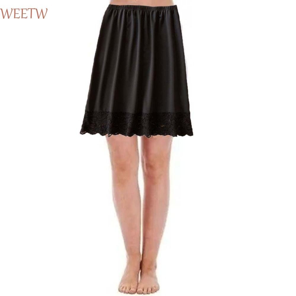 Weetw กระโปรงความปลอดภัย Petticoat, ลูกไม ้ ดอกไม ้ ชุดชั ้ นในสตรีชุดกระโปรง Slips, กระโปรงนุ ่ มอุปกรณ ์ เสริม Underdress สีทึบครึ ่ งสลิปชุดสาว