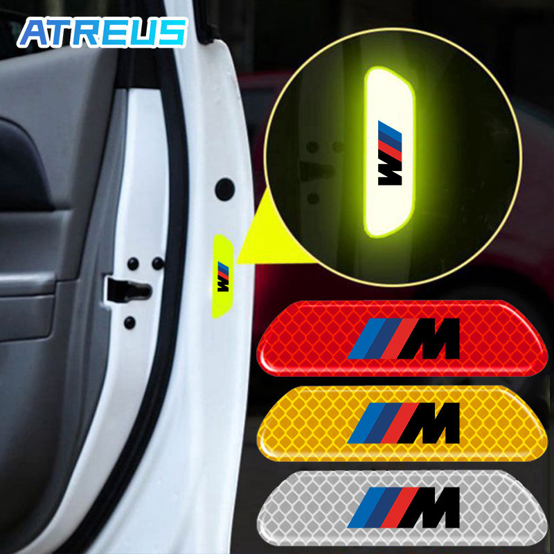 BMW M สติ๊กเกอร์สะท้อนแสง 4 ชิ้น สําหรับ G20 F10 E46 F30 E39 G30 E60 E90 X1 E84 645ci E63 E36 E30 X3 F25 X3 G01 X1 F48 F32 F34 E92 G22 F44 IX3 I4 IX