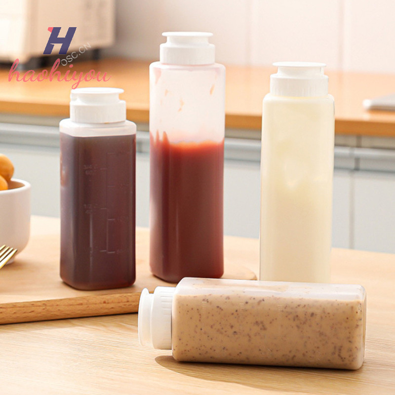<haohiyou> 200/300ml เครื่องปรุงบีบขวดซอสมะเขือเทศขวดมัสตาร์ดเคลียร์มายองเนสน้ําผึ้งตู้ซอสภาชนะเก็บ 