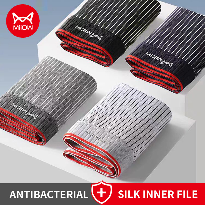 Miiow 3 ชิ้นผ้าฝ้ายผู้ชายกางเกง 3A Antibiotic Man Boxer ชุดชั้นในแฟชั่นลายพิมพ์ผู้ชายกางเกงนักมวยกางเกง L-5XL